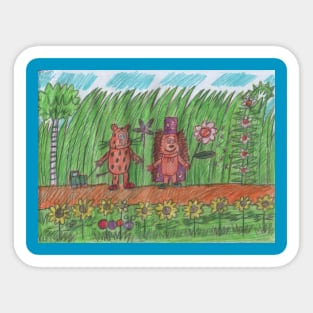 Leopard and Hedgehog in a Garden Sticker